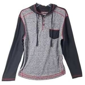 Distortion Boys Black, Grey, & Red Long Sleeve Shirt‎ With Hoodie Size S